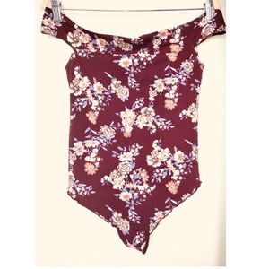 NWOT Free People off the shoulder floral bodysuit